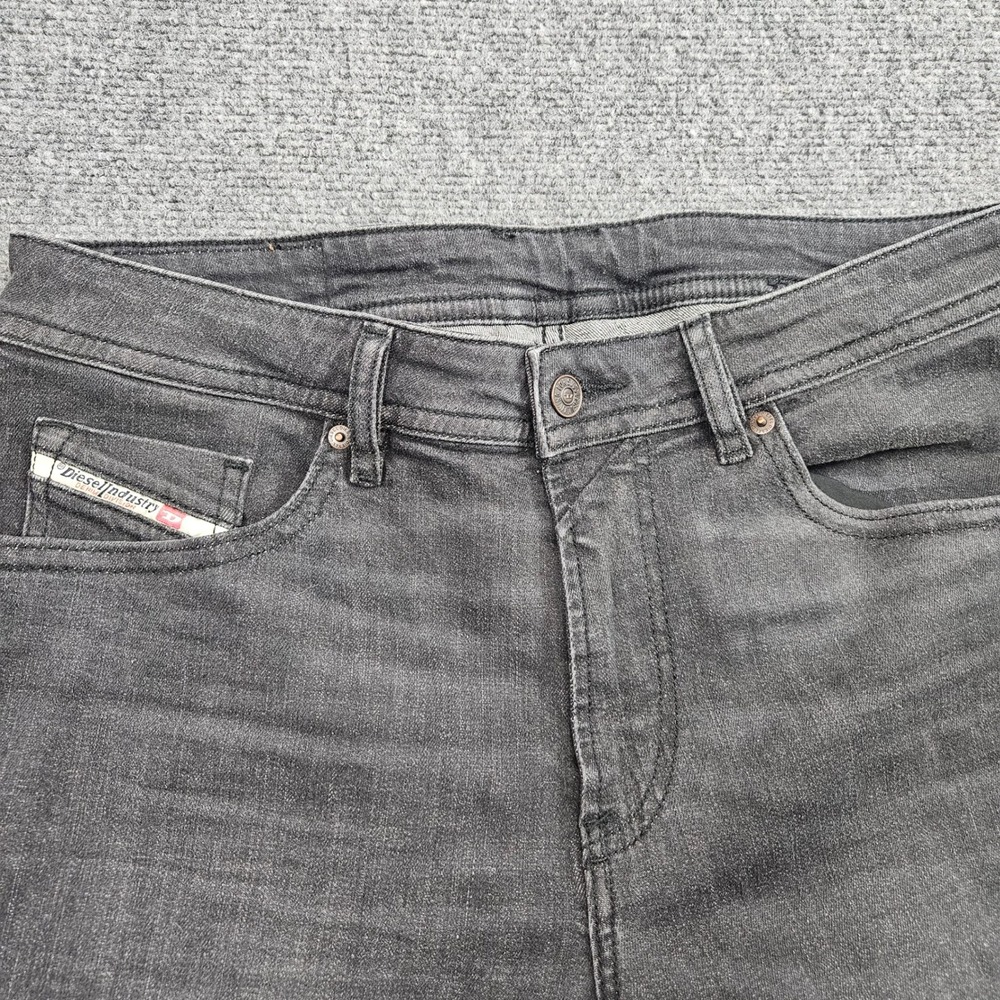 Diesel Jeans Size 33 Slim Straight Black Wash Faded Stretch Denim Casual Moto - Picture 3 of 10